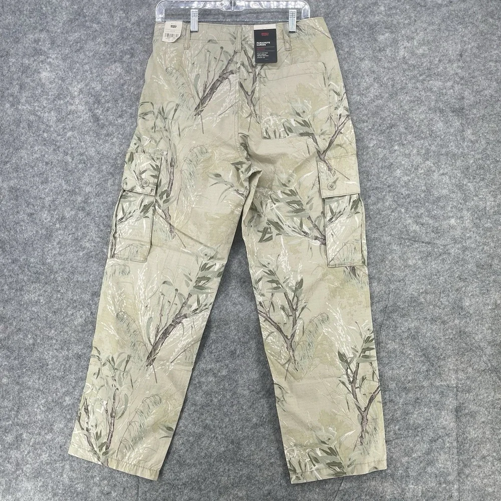 Levis Parachute Cargo Pants Mens 30x30 Brown‎ Green Camo Utility Lightweight NEW